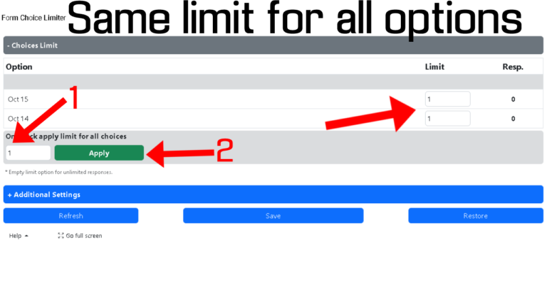Form choice limiter option limit