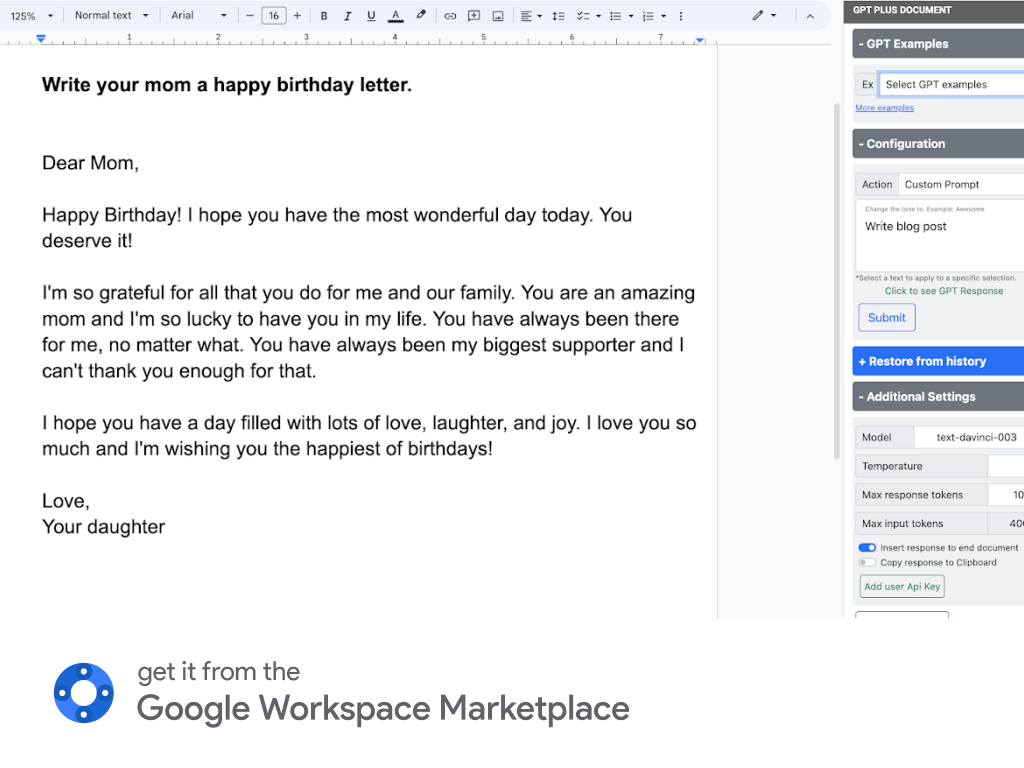 GPT plus Google Docs