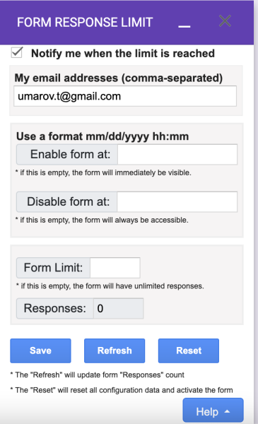 Form Response Limit | Form start stop | Form Schedule